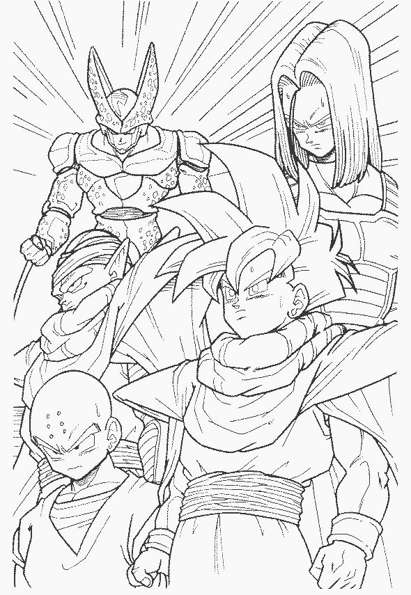 coloriage dragon ball z les super guerriers